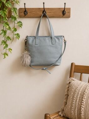 Fawn Design Dusty Blue Tote Bag Crossbody Charm Medium Structured‎ Bag Normcore